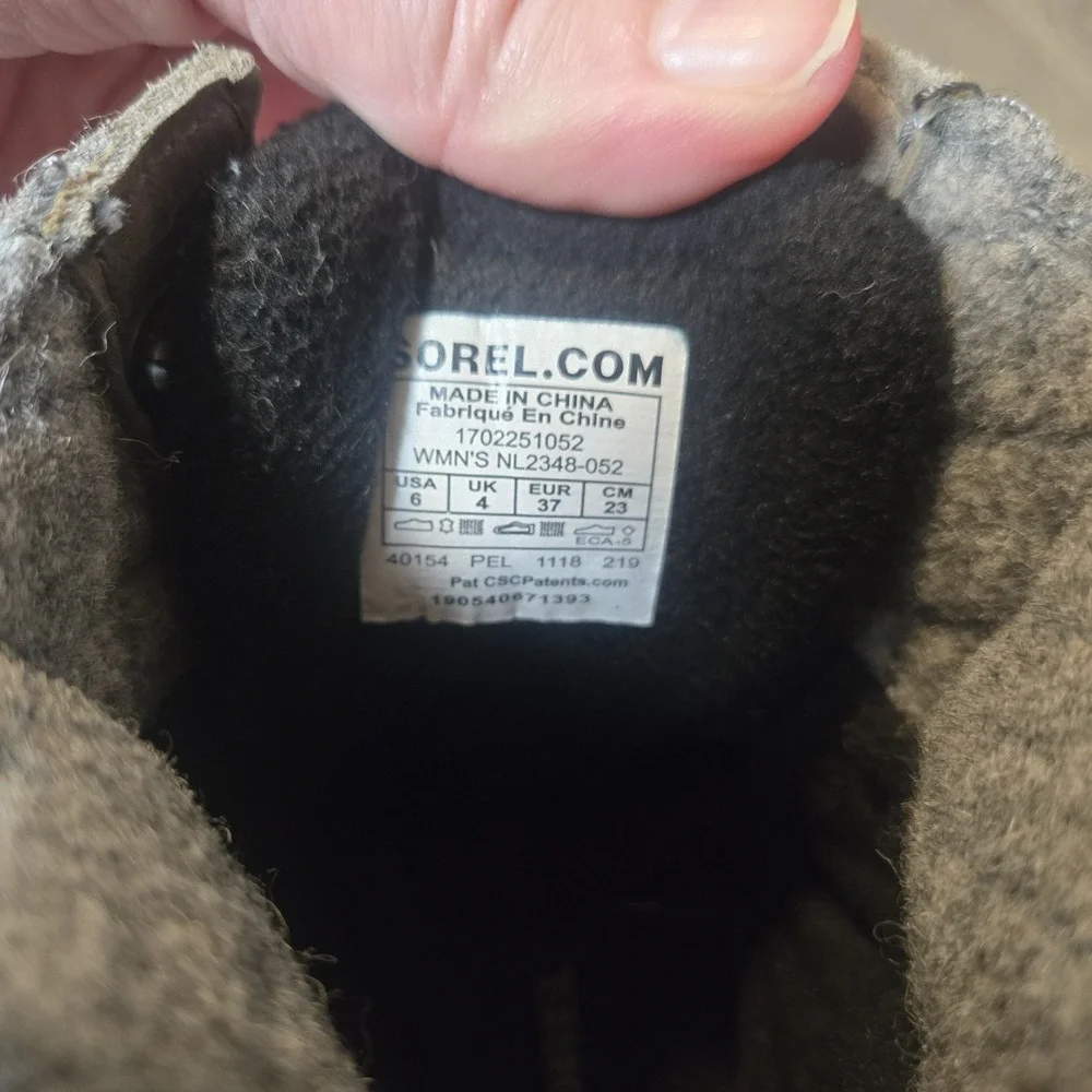 Sorel Slimpack II Boots Women 6 Gray Black Nubuck Fleece Lined Waterproof Duck